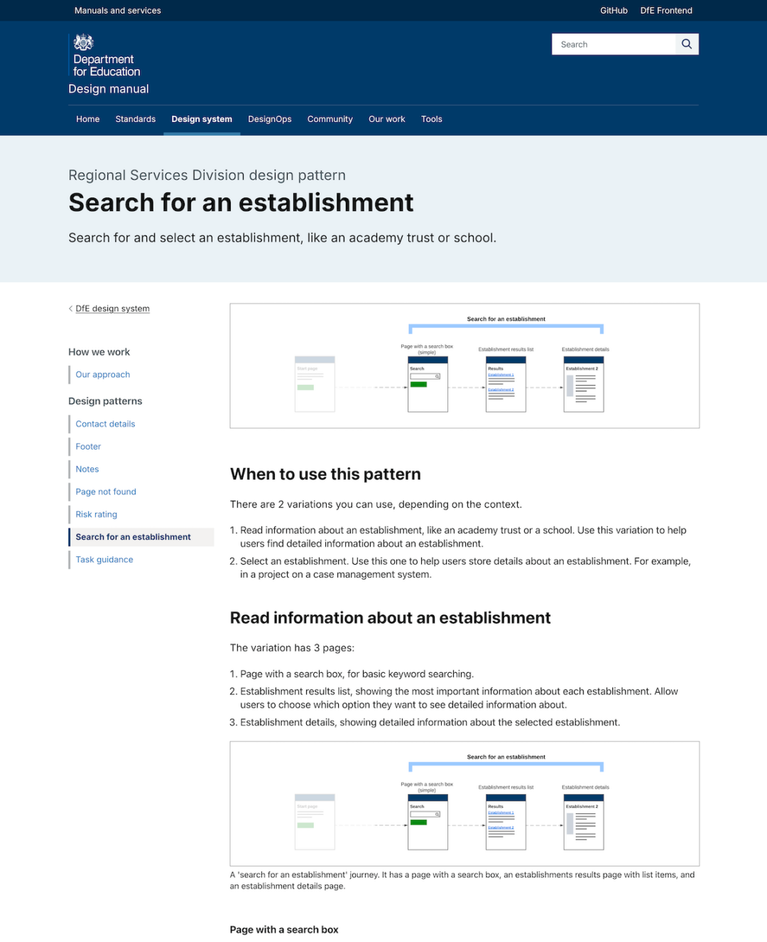 DfE RSD search for an establishment pattern